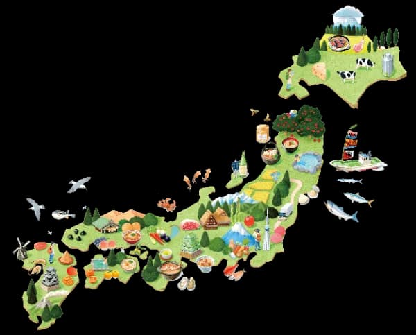 日本地図と商品イメージ