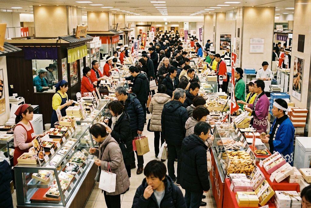 多くの買い物客でにぎわう百貨店の物産展